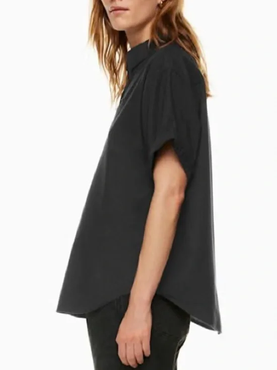 Aritzia Denim Forum the Jane shirt S black short sleeve button up timeless - Picture 11 of 13